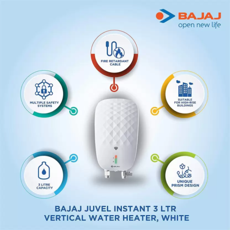 BAJAJ Juvel Instant Water Heater | 3 L | 3 Kw | White | 150837 BAJAJ Juvel Instant Water Heater | 3 L | 3 Kw | White | 150837