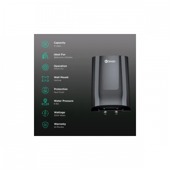 AO Smith MiniBot 3 Litres Instant Water Geyser | 3000 Watts | SZS-3 | Black