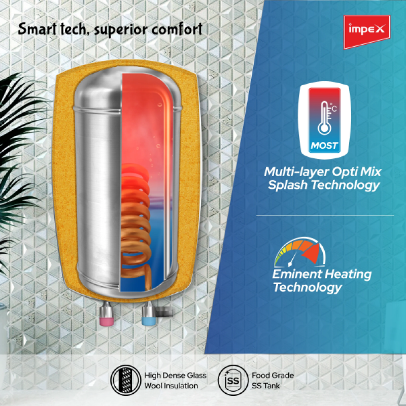 Impex INSTAH 3 Instant Water Heater | 3L | 3000W | High-Pressure 6.5 Bar | Rapid Heating | White Impex INSTAH 3 Instant Water Heater | 3L | 3000W | High-Pressure 6.5 Bar | Rapid Heating | White