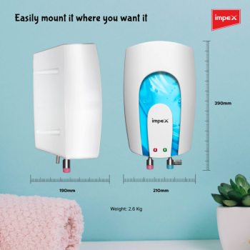 Impex INSTAH 3 Instant Water Heater | 3L | 3000W | High-Pressure 6.5 Bar | Rapid Heating | White Impex INSTAH 3 Instant Water Heater | 3L | 3000W | High-Pressure 6.5 Bar | Rapid Heating | White