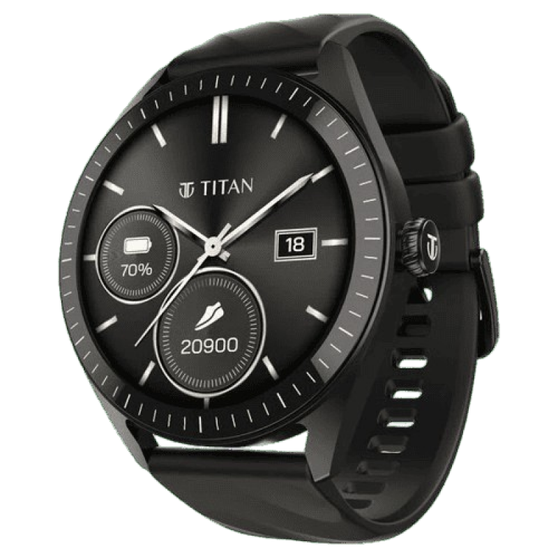 Titan Crest 2.0 Smart Watch | AMOLED Display With Functional Crown | Black