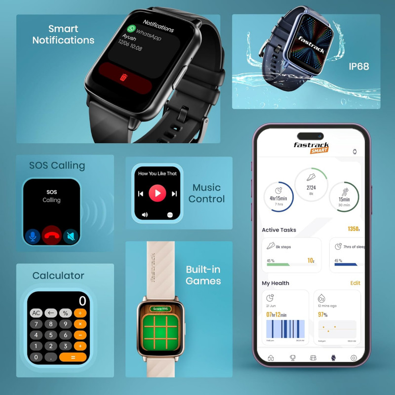 Fastrack Volt S1 Smart Watch | 1.83" Display | Silicone Strap | BT Calling | Blue Fastrack Volt S1 Smart Watch | 1.83" Display | Silicone Strap | BT Calling | Blue