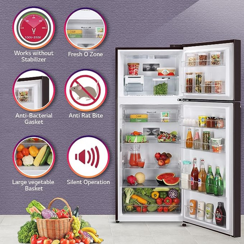 LG Double Door Refrigerator | GL-T422VESX | 423 L/3 Star | Ebony Sheen LG Double Door Refrigerator | GL-T422VESX | 423 L/3 Star | Ebony Sheen
