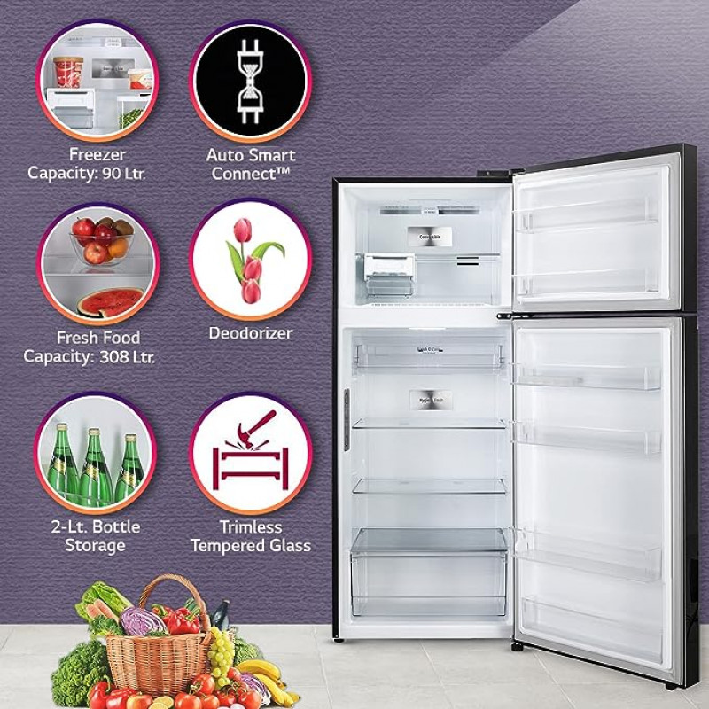 LG Double Door Refrigerator | GL-T422VESX | 423 L/3 Star | Ebony Sheen LG Double Door Refrigerator | GL-T422VESX | 423 L/3 Star | Ebony Sheen